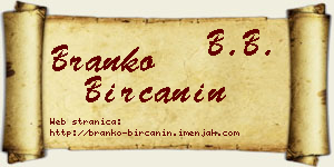 Branko Birčanin vizit kartica